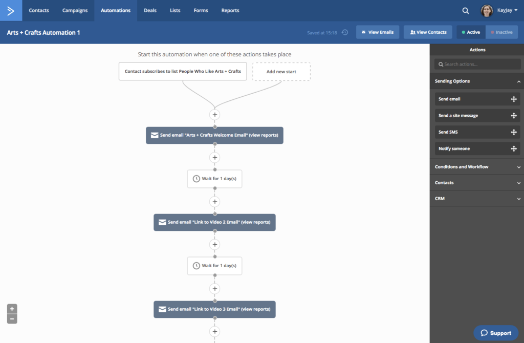 Mailerlite vs ActiveCampaign: ActiveCampaign Automation